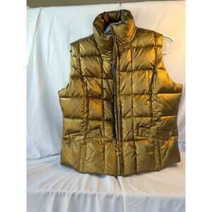 Baby Phat metallic Gold Puffer Jacket Women's Quilted XL Embroidered
